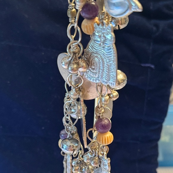 CATS Silver and Purple beads BELLS Necklace 🐈⬛ - Picture 3 of 6